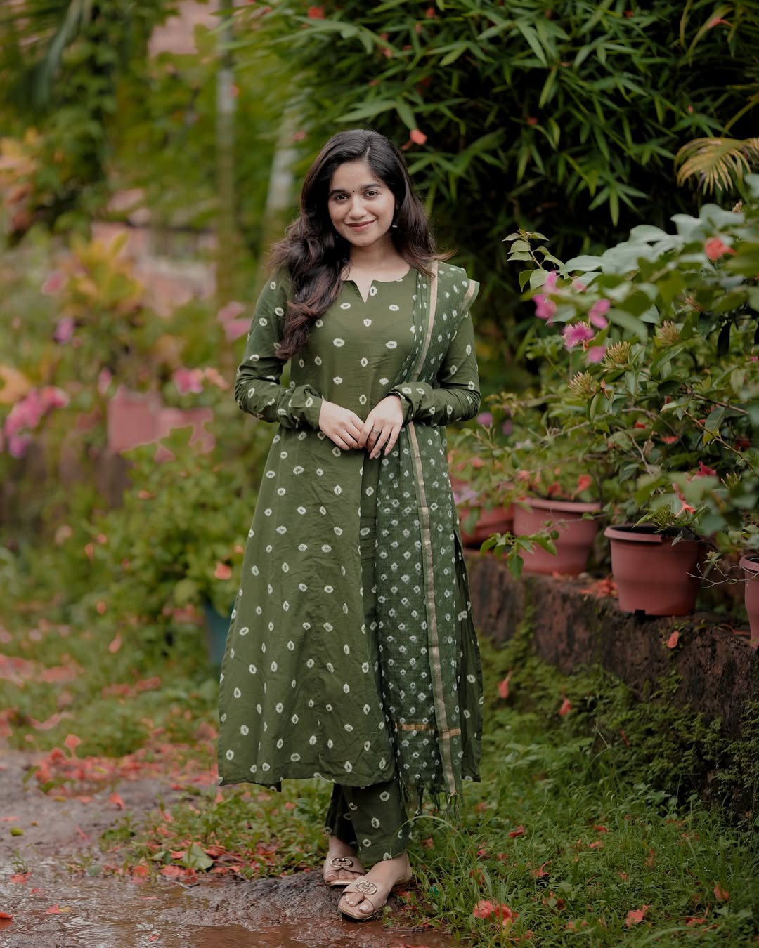 Bandhani Handblock A-line Kurta Set