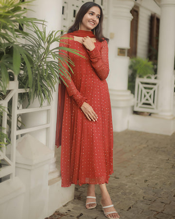 Orange Anarkali Set
