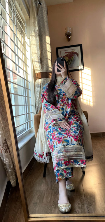 Pure Lawn Printed Stitched Dress