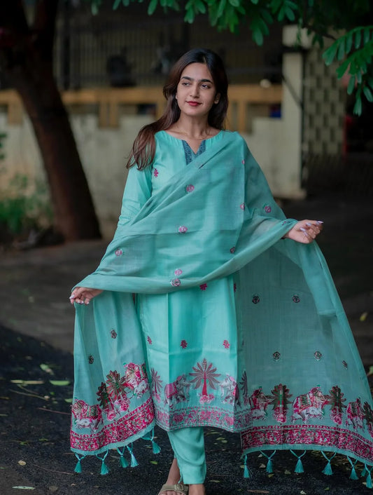 N-100 JAMDHANI COTTON WITH EMBROIDERY SALWAR SUIT