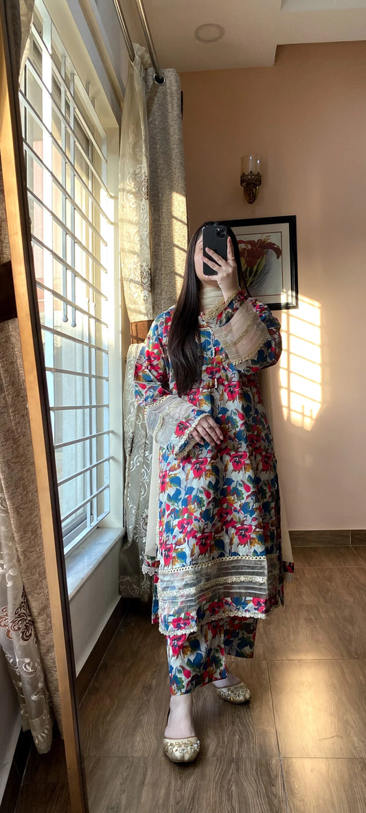 Pure Lawn Printed Stitched Dress