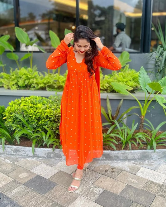 Viscose Georgetta With Golden Butti