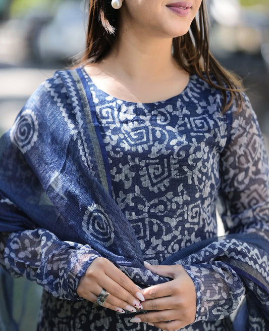 Radiate Charm Baatik Print Breezy Handblock Kota Doriya Set