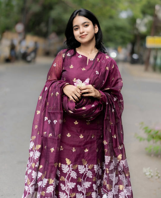 Elegance Maroon Color Kurta Set